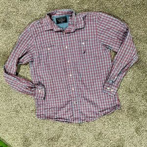 Nautica long sleeve button down blue/red shirt
